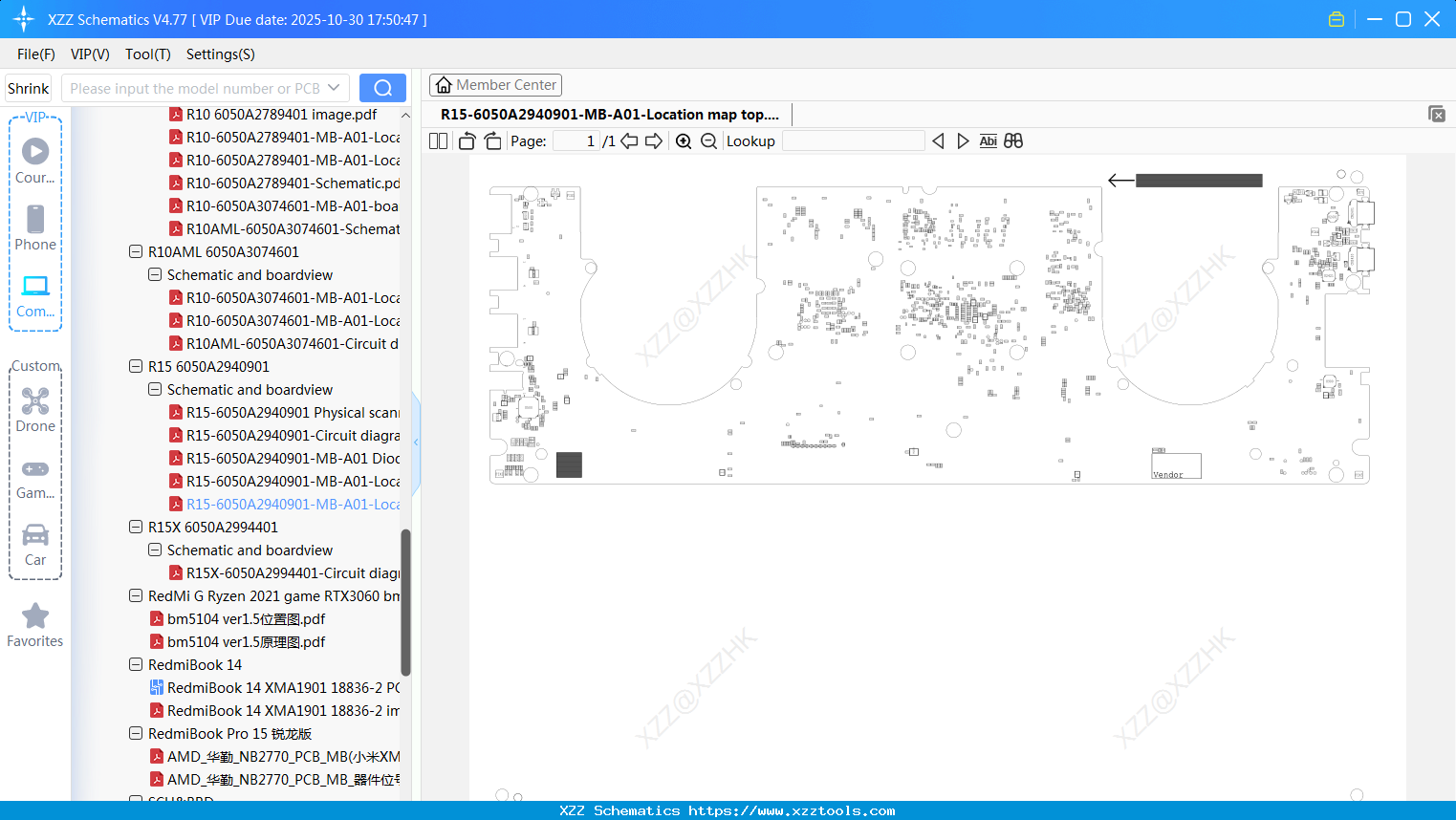 Laptop Xiaomi R15-6050A2940901-MB-A01-Location Map Top